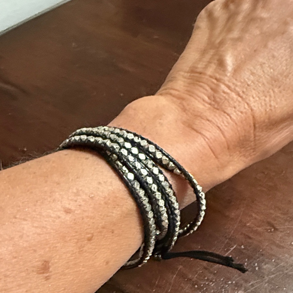 Silver and Black Wrap Bracelet